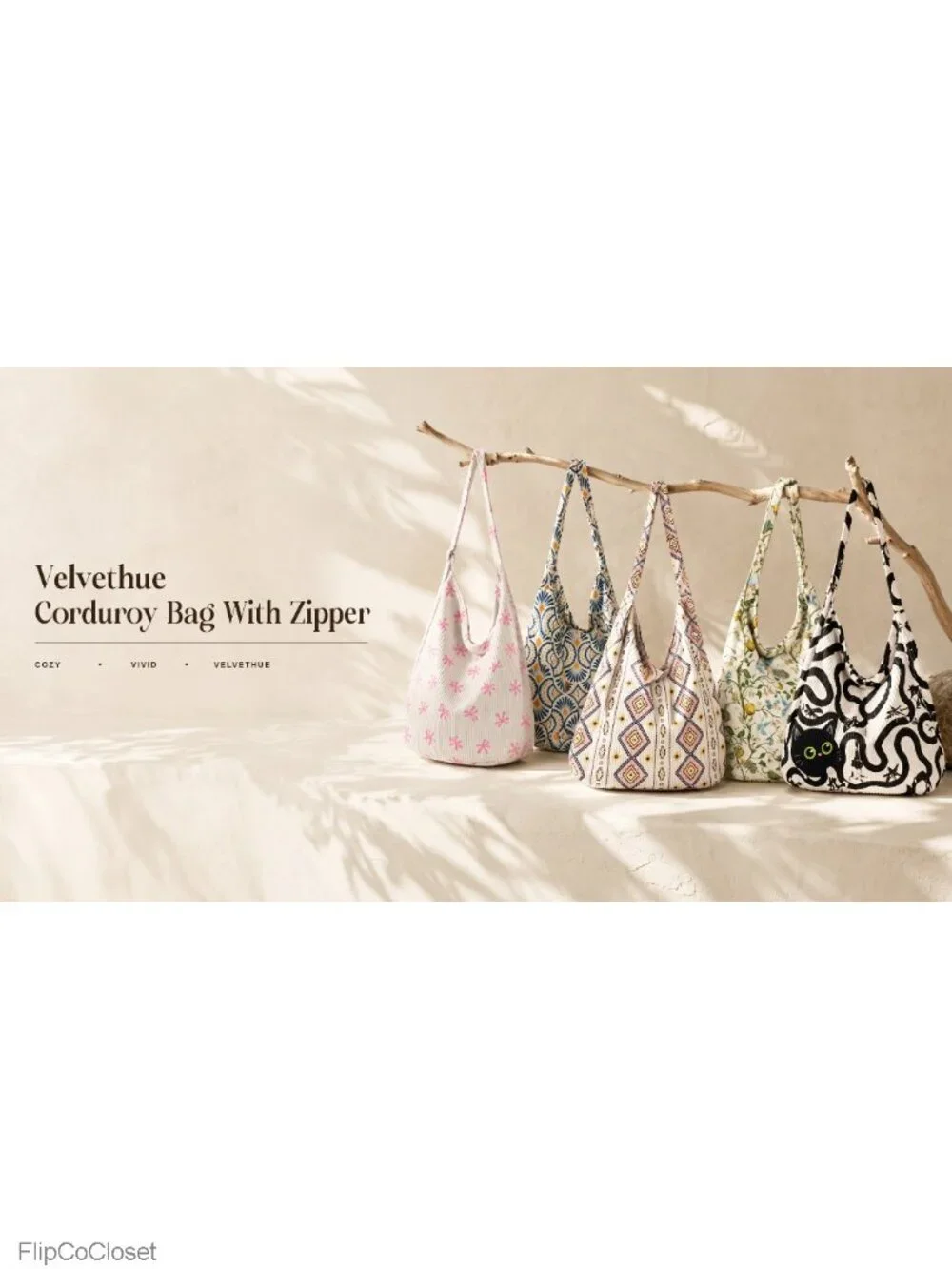 Corduroy Hobo Bag Large Zipper Tote Adjustable Crossbody Shoulder Handbag